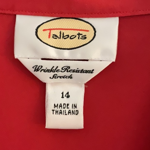 Talbots Wrinkle Resistant Stretch Button Up Shirt, Size 14, Red, Cotton - Picture 7 of 9